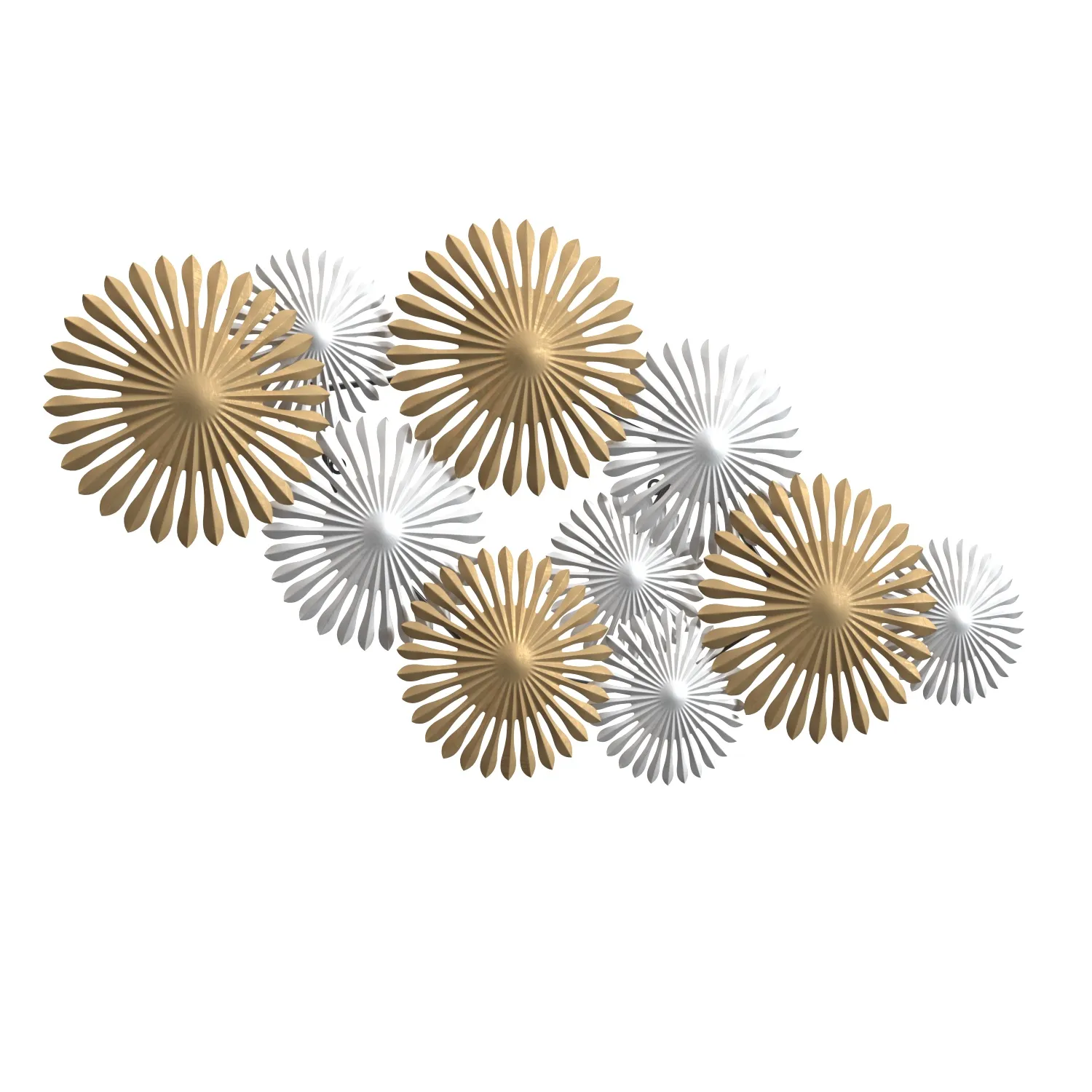 Sparks 45 Inch Wide Gold And Silver Metal Wall Art PBR 3D Model_01